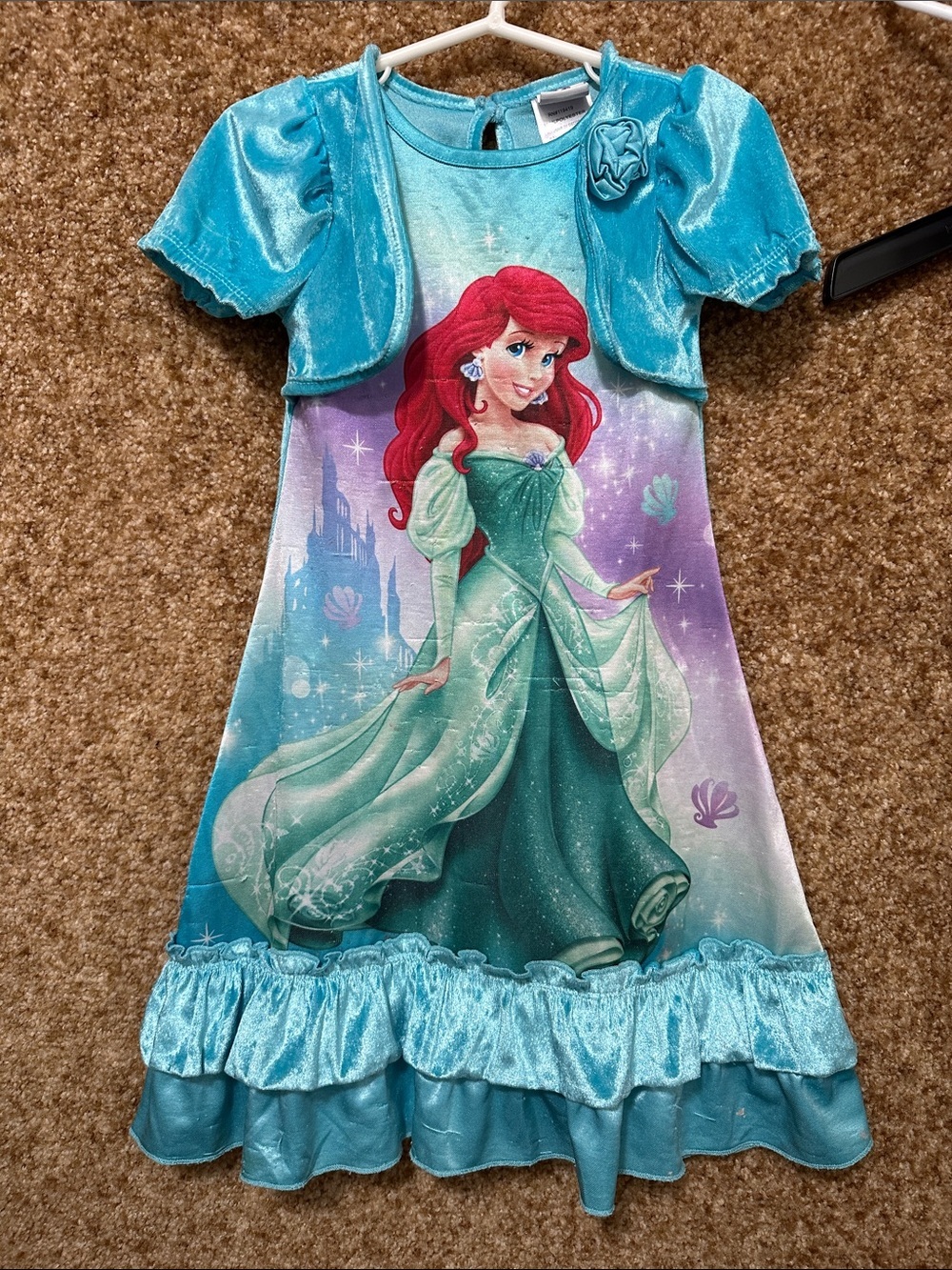 Vintage Disney Ariel Velvet Bodice with Ruffle Trim Dress up Night gown